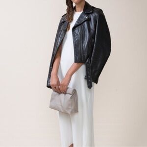 Marie Turnor The Lunch Bag Clutch Purse Grey Shearling / Suede / Leather OS